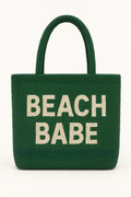 BEACH BABE Beaded Tote Bag - Emerald Green
