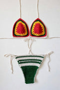 Handmade Rasta Stripe Crochet Bikini Set – Triangle Top & Tie-Side Bottoms